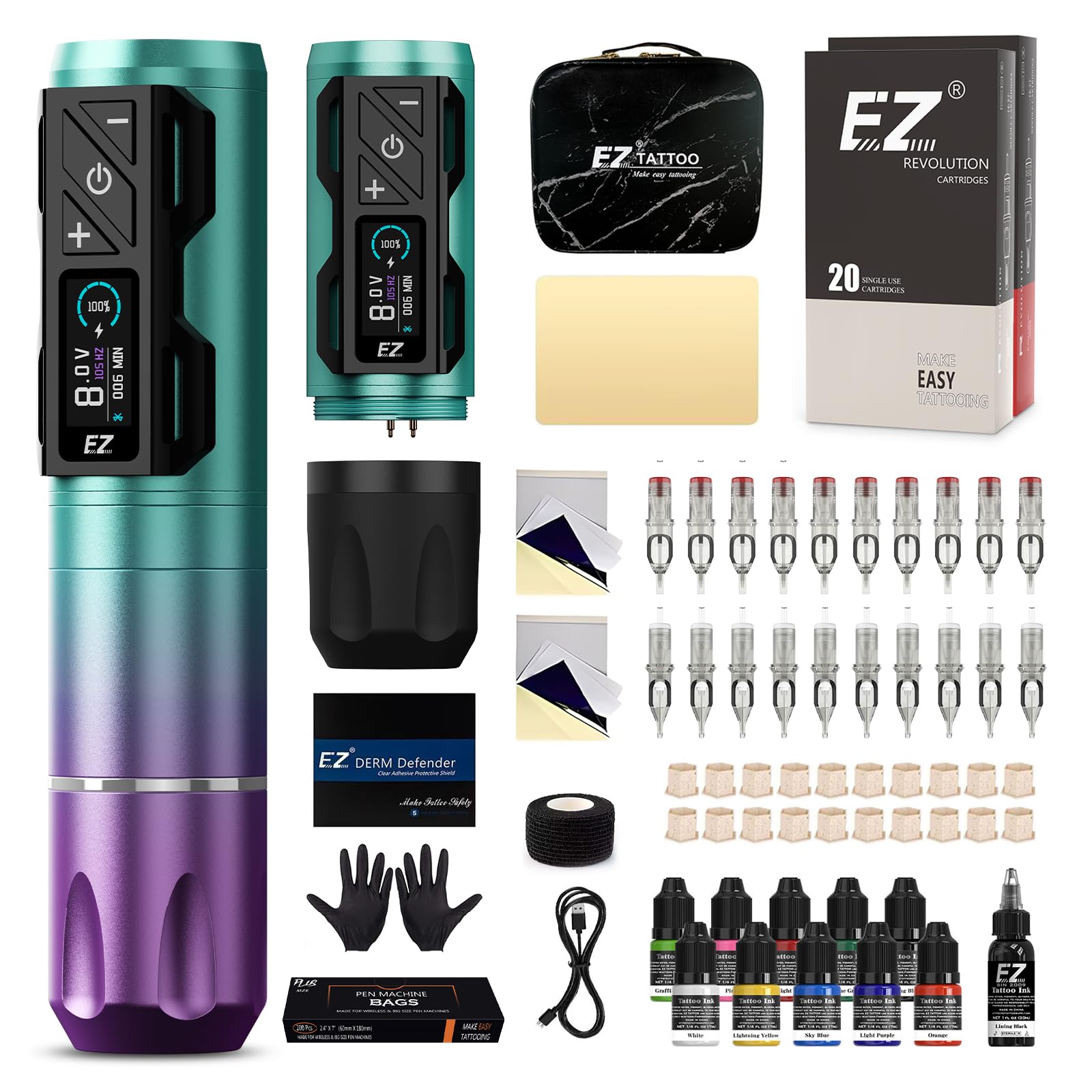 Amazon.com: EZ Tattoo Kit - Tattoo Gun Kit with Wireless Tattoo